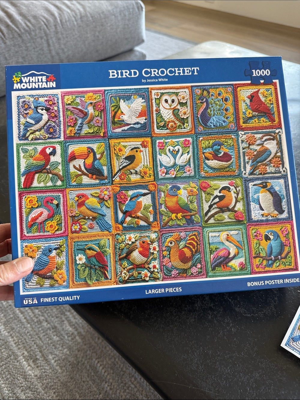 White Mountain Colorful Bird Patchwork Puzzle- Multicolor Birds